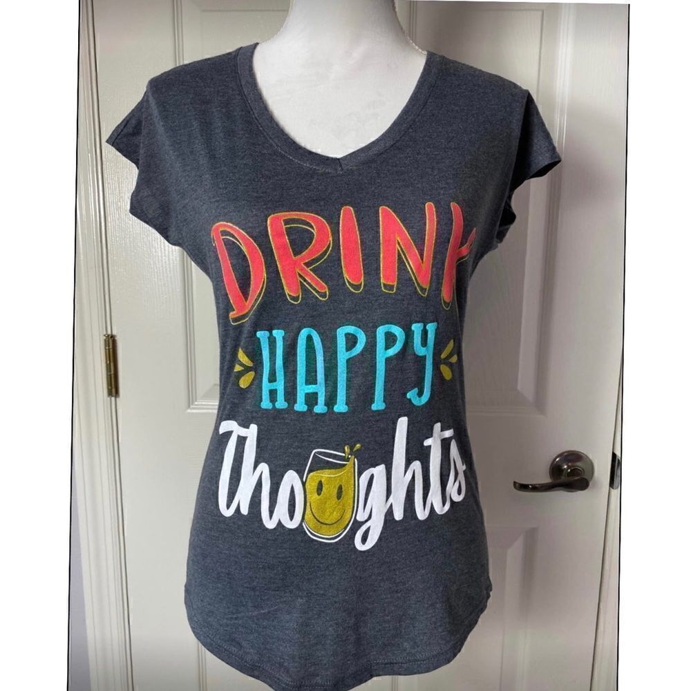 Florida Strong “Drink Happy Thoughts” Gray Top Small NWT
